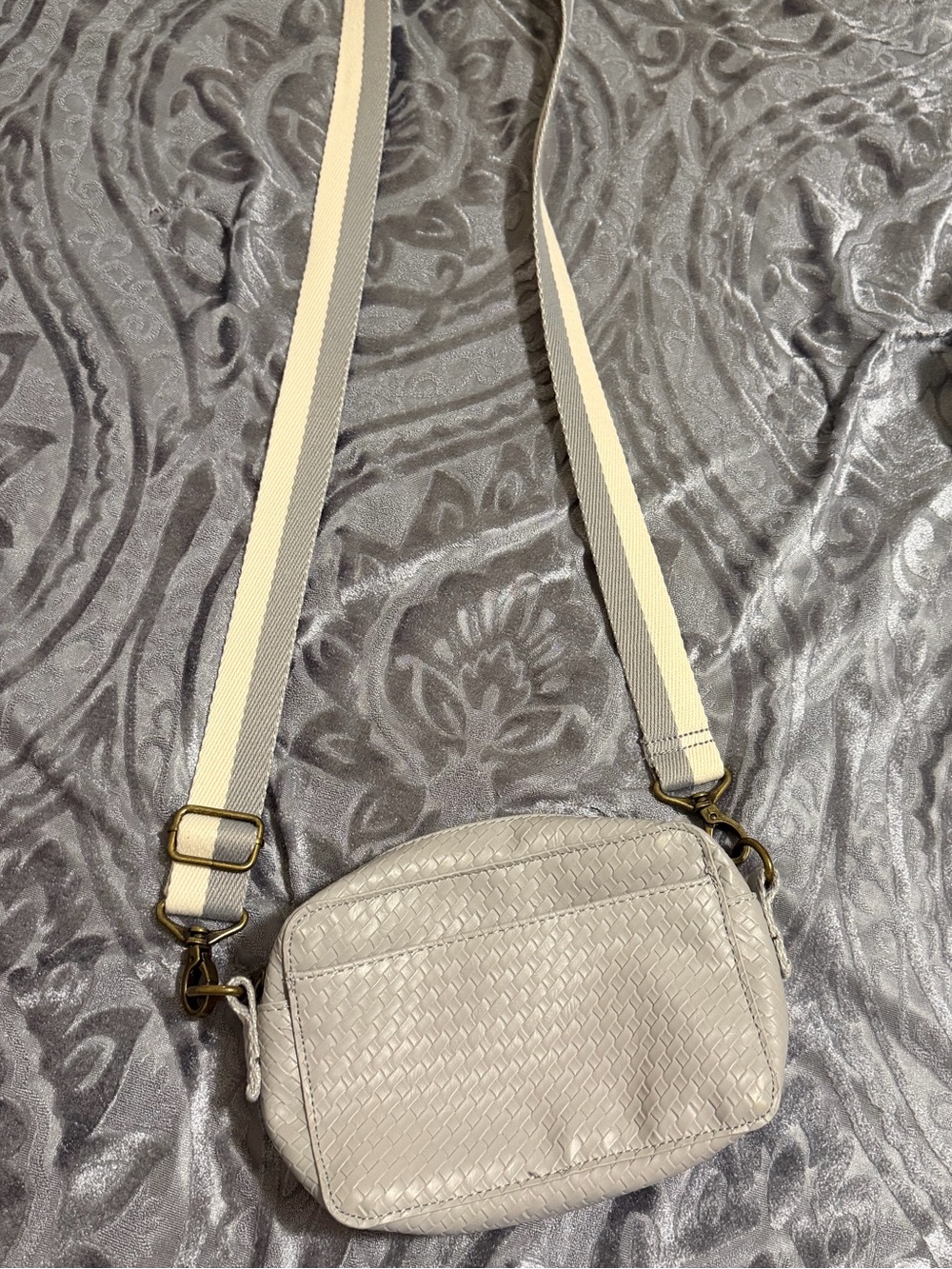 Thirty One Woven Texture Crossbody Bag in Light Beige